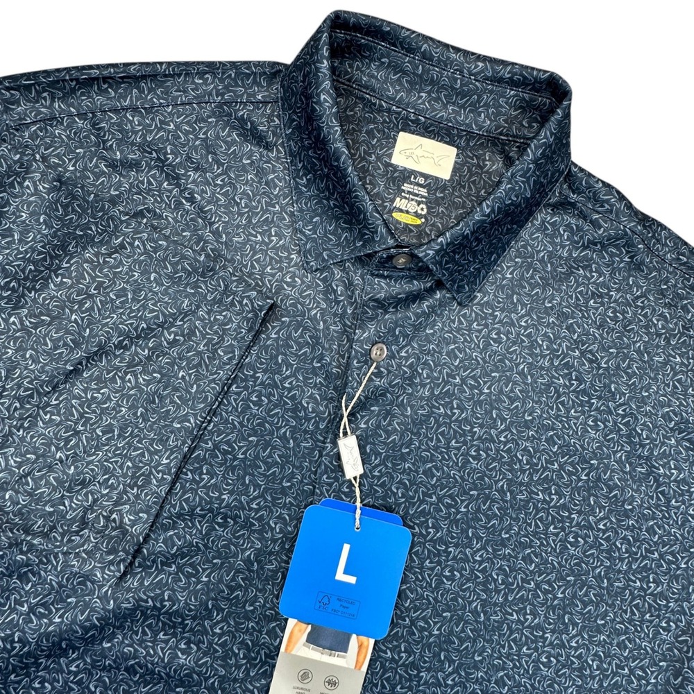 Greg Norman Polo Shirt Mens Large Navy Blue ML75 Play Dry Golf Performance NEW